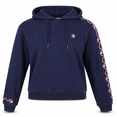 FILA Womens Navy Blue XS Pullover Hoodie Sweatshirt Logo Tape Sleeve