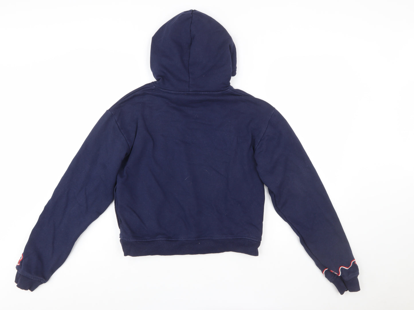 FILA Womens Navy Blue XS Pullover Hoodie Sweatshirt Logo Tape Sleeve
