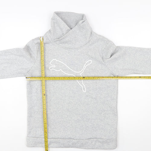 Puma Women Grey Medium Pullover Sweatshirt with Logo