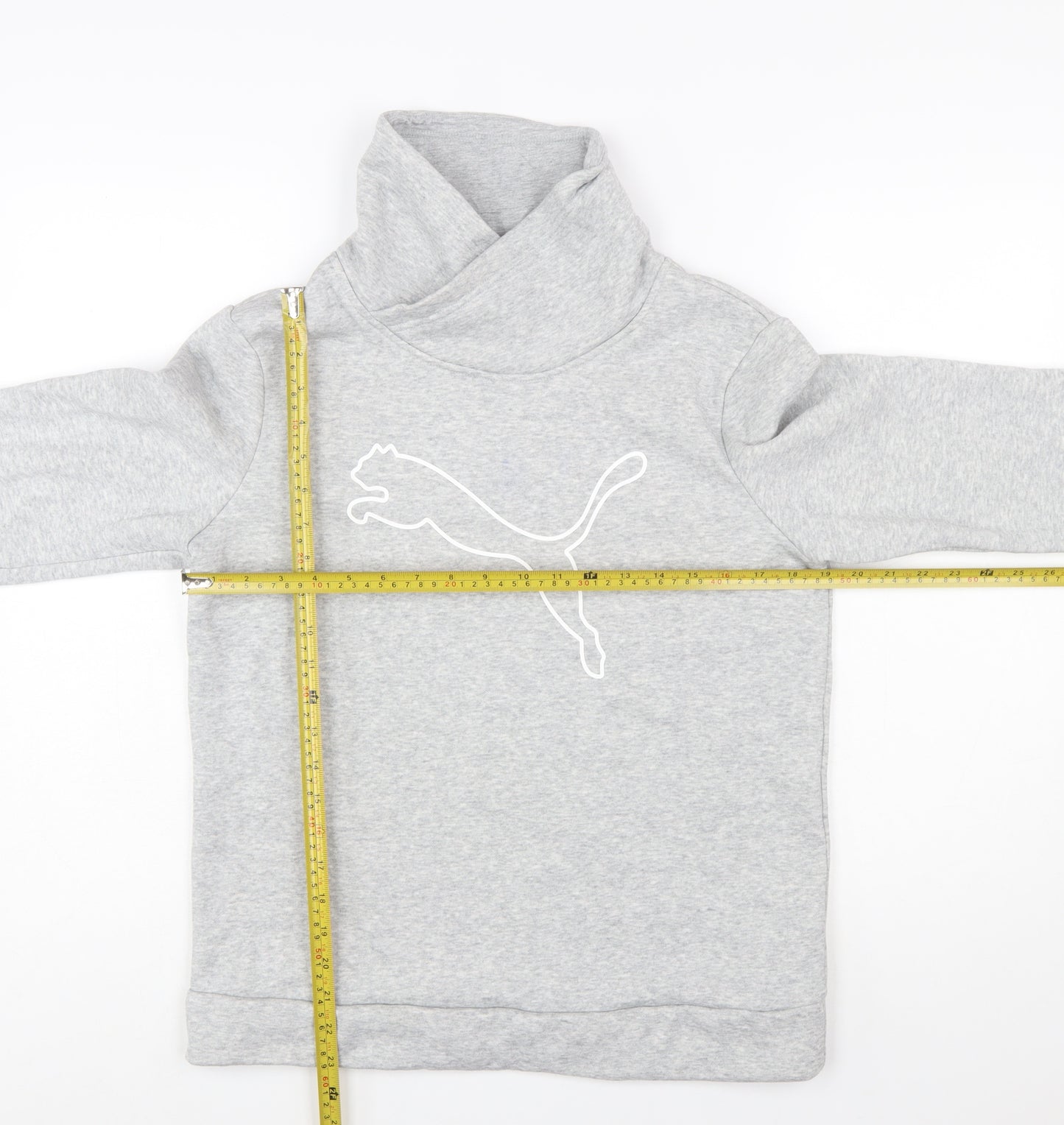 Puma Women Grey Medium Pullover Sweatshirt with Logo
