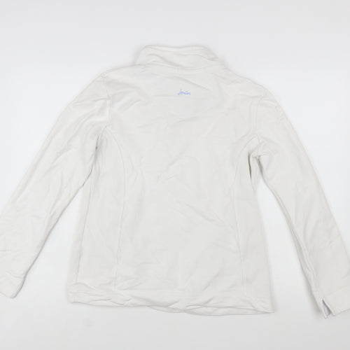 Joules Womens White Henley Sweatshirt UK 12 Long Sleeve Cotton