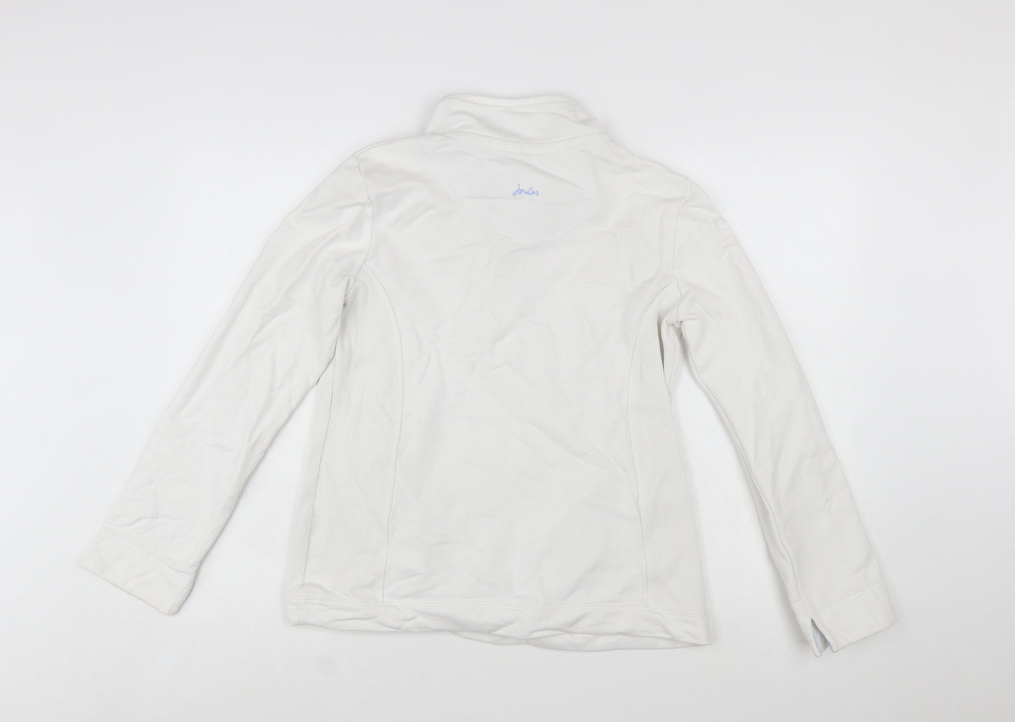 Joules Womens White Henley Sweatshirt UK 12 Long Sleeve Cotton