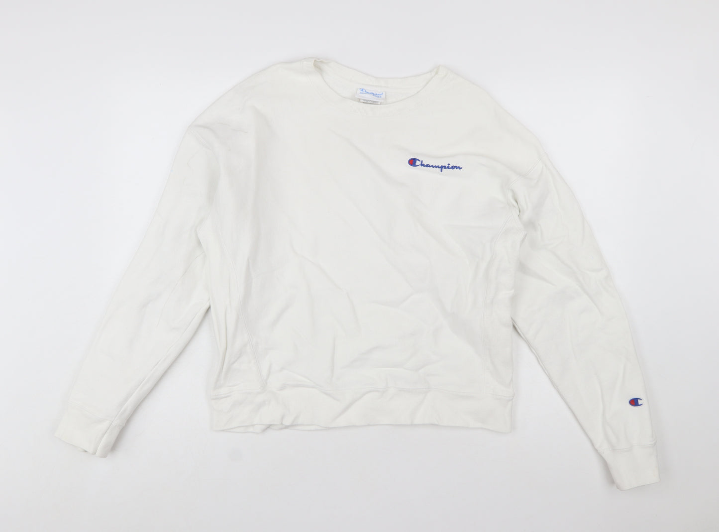 Champion Women White Large Reverse Weave Pullover Sweatshirt