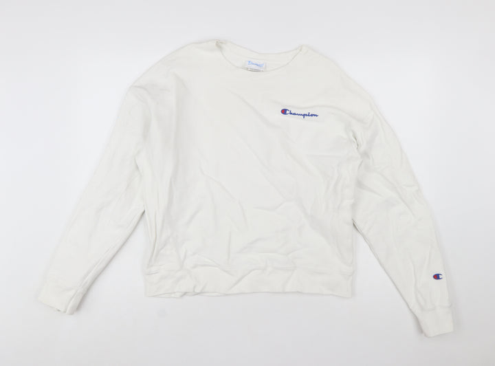 Champion Women White Large Reverse Weave Pullover Sweatshirt