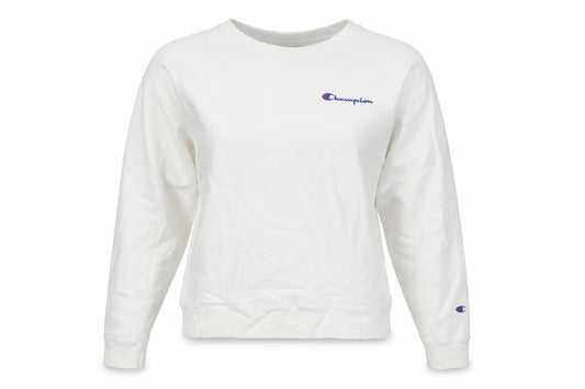 Front view of Champion Women White Large Reverse Weave Pullover Sweatshirt