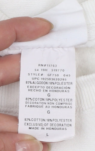 Champion Women White Large Reverse Weave Pullover Sweatshirt