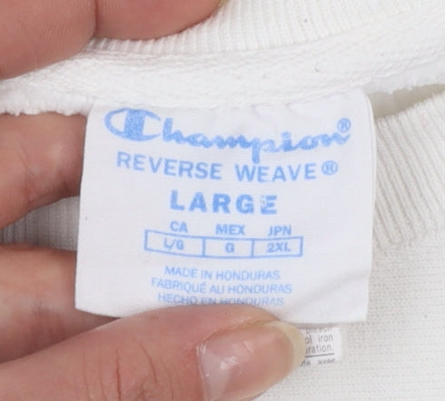 Champion Women White Large Reverse Weave Pullover Sweatshirt