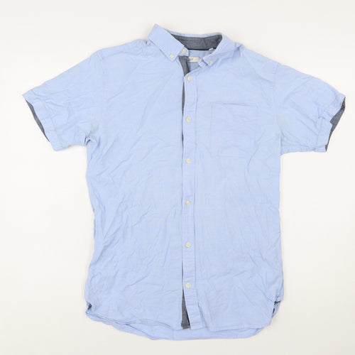 Jack & Jones Men's Blue Short Sleeve Button-Up Shirt Size S