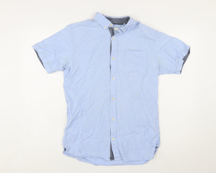 Jack & Jones Men's Blue Short Sleeve Button-Up Shirt Size S