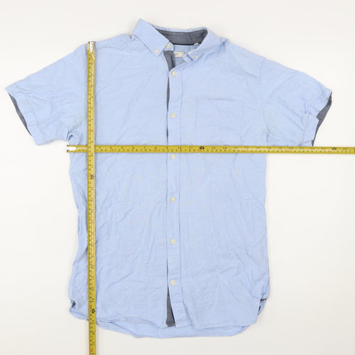 Jack & Jones Men's Blue Short Sleeve Button-Up Shirt Size S