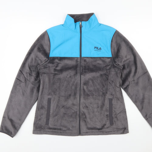 Fila Sport Women's Grey Blue Full Zip Fleece Jacket Size M