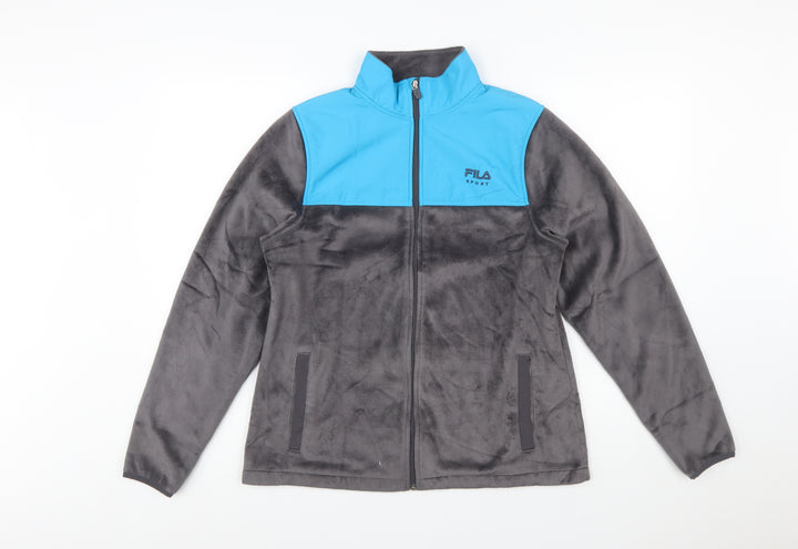 Fila Sport Women's Grey Blue Full Zip Fleece Jacket Size M