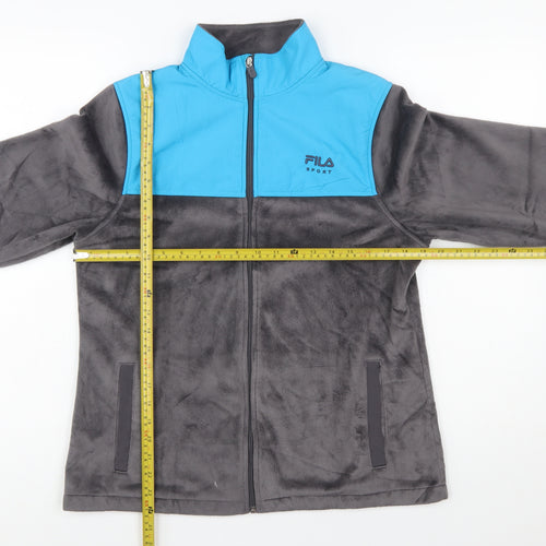 Fila Sport Women's Grey Blue Full Zip Fleece Jacket Size M