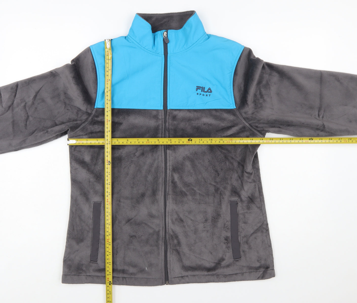 Fila Sport Women's Grey Blue Full Zip Fleece Jacket Size M