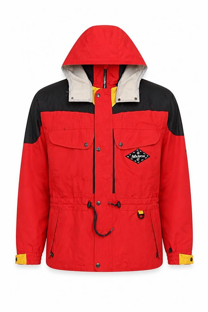 Front view of Avalanche Men’s Red Nylon Anorak Hooded Outdoor Jacket, size S