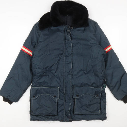 Stearns Ladies Blue Medium Nylon Fur Collar Winter Coat Jacket