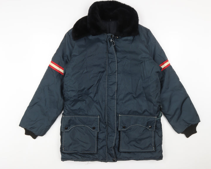 Stearns Ladies Blue Medium Nylon Fur Collar Winter Coat Jacket