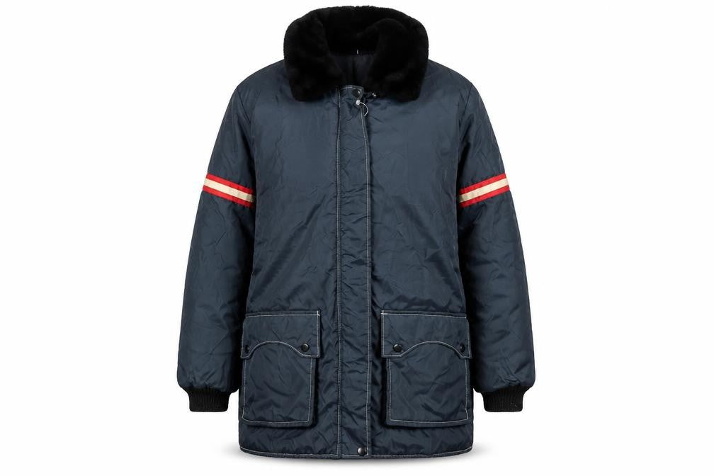 Front view of Stearns women’s blue medium nylon fur collar winter coat jacket
