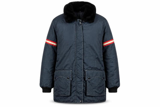Front view of Stearns women’s blue medium nylon fur collar winter coat jacket