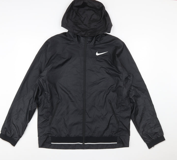 Nike Men's Black Dri-FIT Windbreaker Hooded Jacket Size L