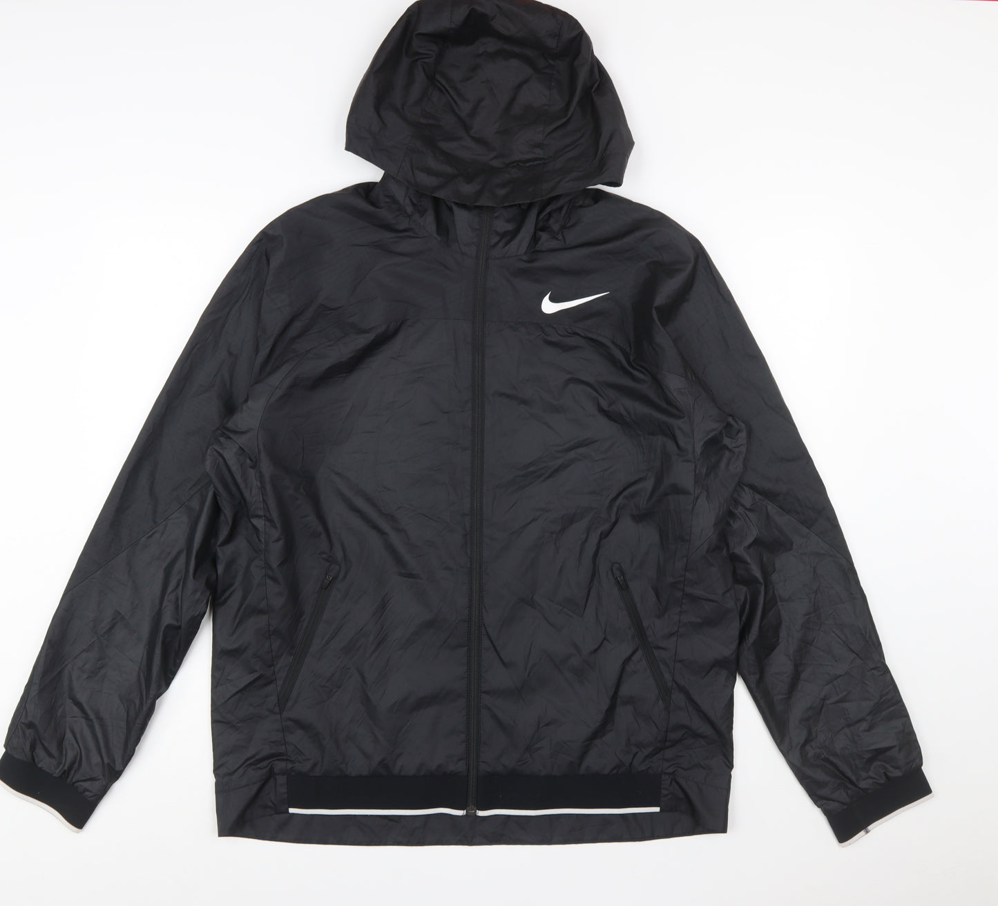 Nike Men's Black Dri-FIT Windbreaker Hooded Jacket Size L