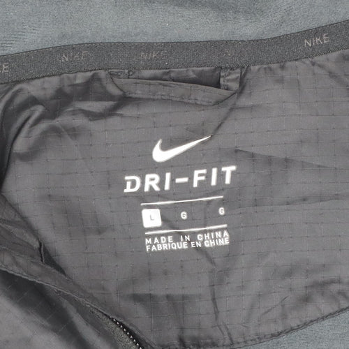 Nike Men's Black Dri-FIT Windbreaker Hooded Jacket Size L