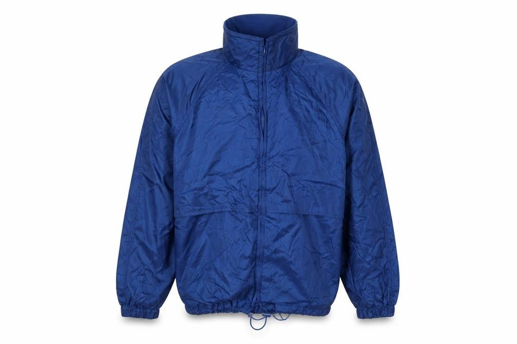 Front view of Eddie Bauer Men's Blue Windbreaker Jacket, size M, Lightweight Nylon
