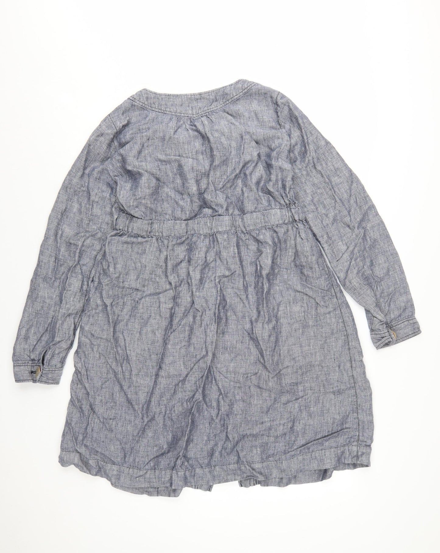 Monsoon Women Blue Linen Shirt Dress Size 12 Long Sleeve Casual