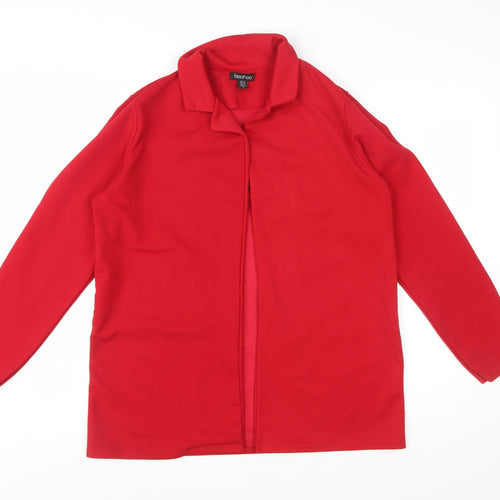 Boohoo Women Red Size 14 Long Sleeve Open Front Blazer Jacket