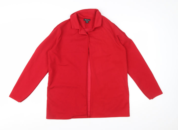Boohoo Women Red Size 14 Long Sleeve Open Front Blazer Jacket