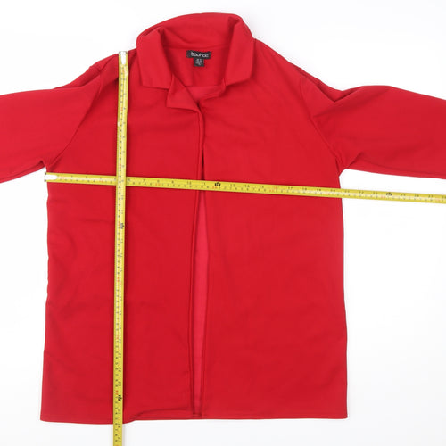 Boohoo Women Red Size 14 Long Sleeve Open Front Blazer Jacket