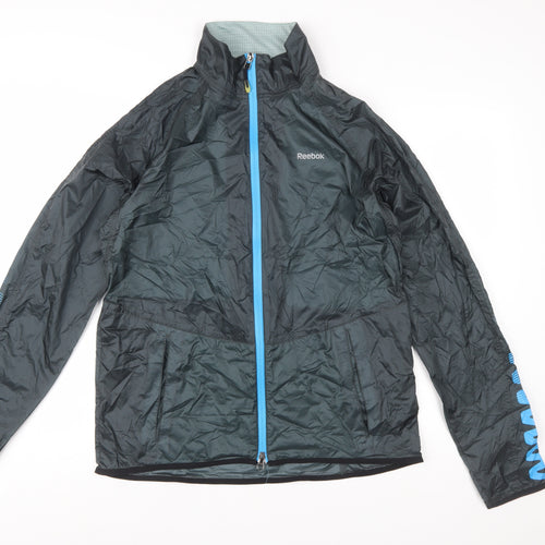 Reebok Men's Black Medium Windbreaker Jacket Lightweight Zip