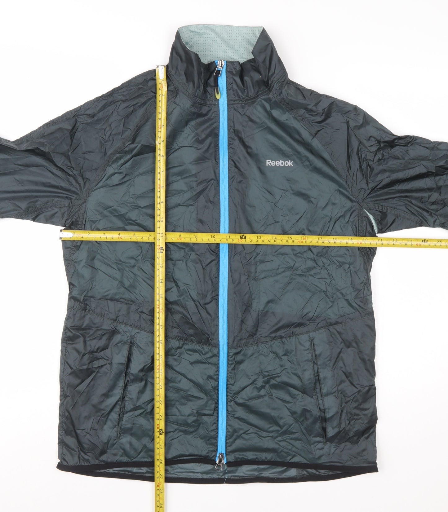 Reebok Men's Black Medium Windbreaker Jacket Lightweight Zip