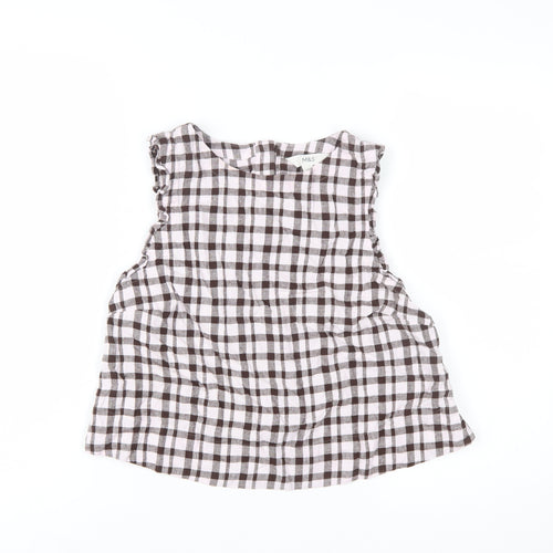 Marks and Spencer Women’s Brown Checked Linen Blend Sleeveless Blouse Size 12