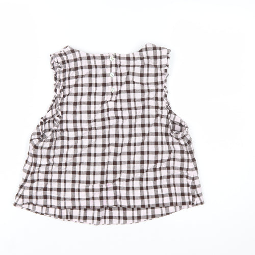 Marks and Spencer Women’s Brown Checked Linen Blend Sleeveless Blouse Size 12