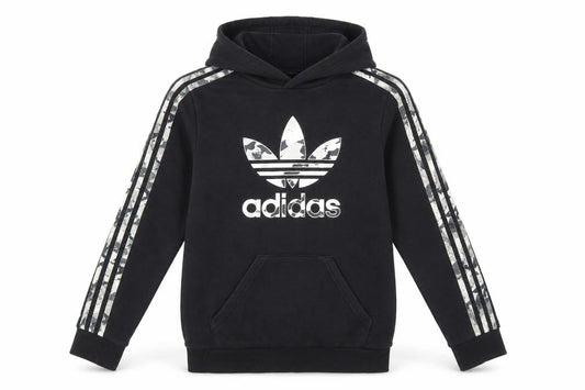 Adidas Boys Black Hoodie 12-13 Years Pullover Graphic Logo Hooded Sweatshirt
