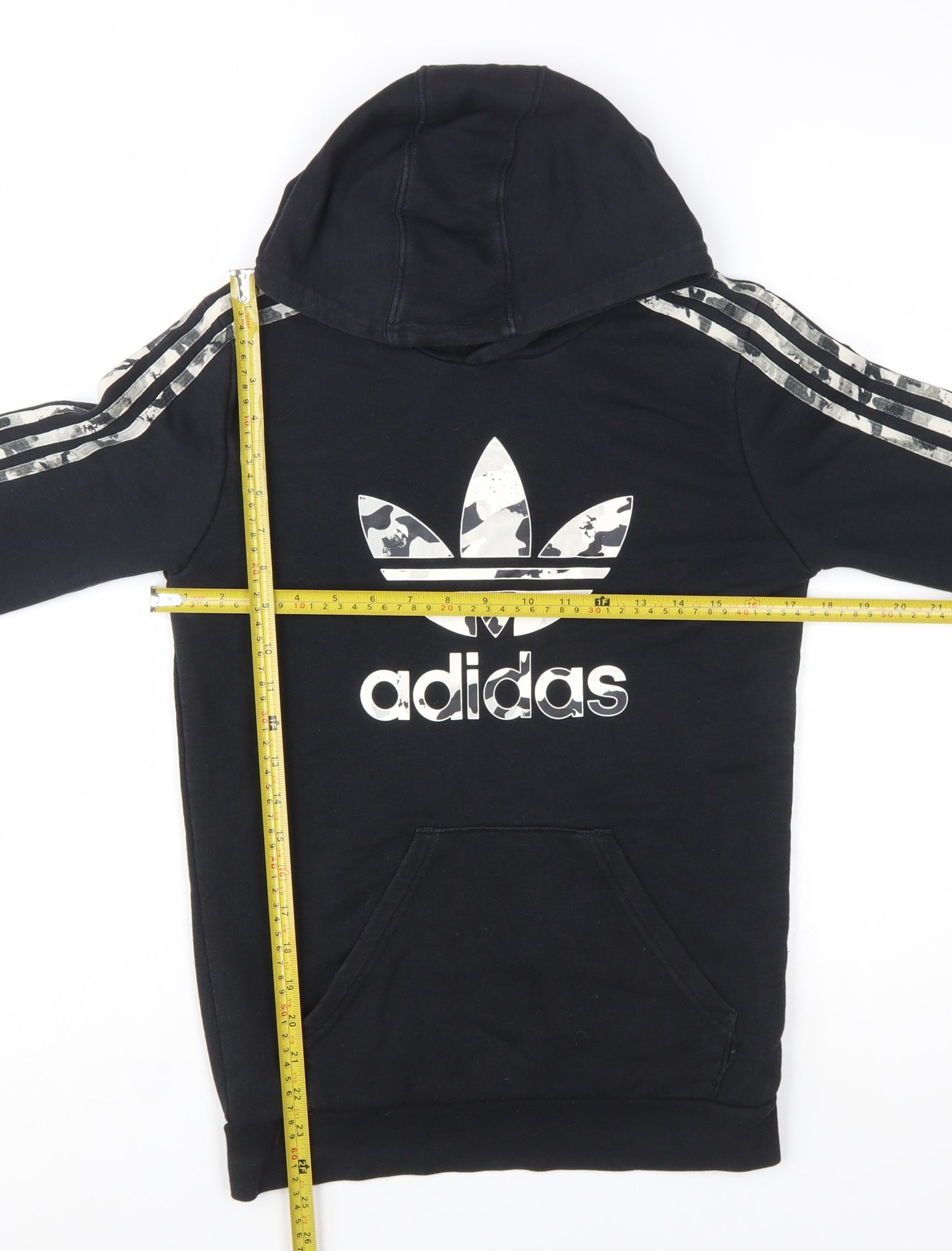 Adidas Boys Black Hoodie 12-13 Years Pullover Graphic Logo Hooded Sweatshirt