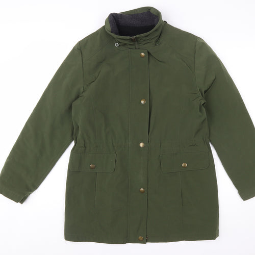 Nautica Women Green Parka Jacket S Mid-Length Water Resistant Polyester