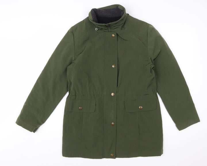 Nautica Women Green Parka Jacket S Mid-Length Water Resistant Polyester