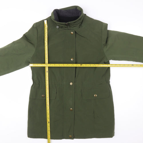Nautica Women Green Parka Jacket S Mid-Length Water Resistant Polyester