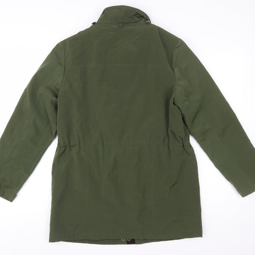 Nautica Women Green Parka Jacket S Mid-Length Water Resistant Polyester