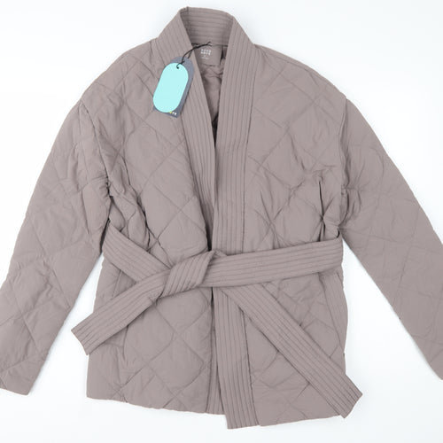 Marks and Spencer Women Brown Quilted Belted Jacket Size 6