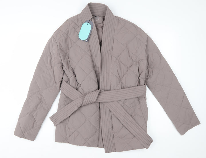Marks and Spencer Women Brown Quilted Belted Jacket Size 6