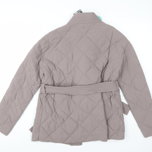 Marks and Spencer Women Brown Quilted Belted Jacket Size 6