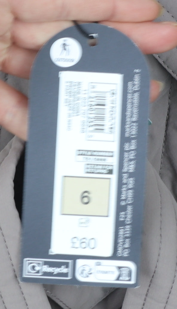 Marks and Spencer Women Brown Quilted Belted Jacket Size 6