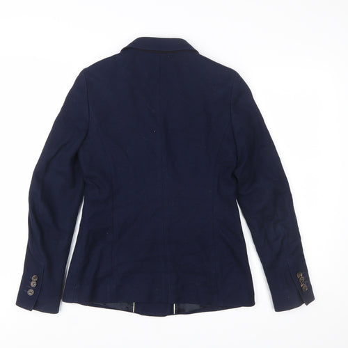 Massimo Dutti Women's Blue Double-Breasted Blazer UK 8 Viscose Blend