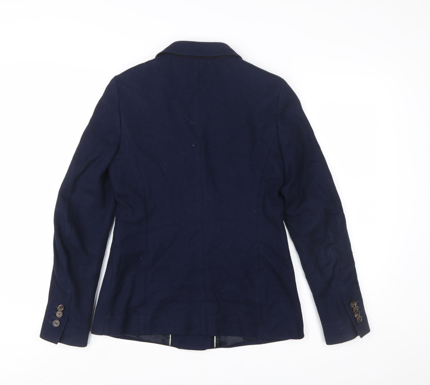 Massimo Dutti Women's Blue Double-Breasted Blazer UK 8 Viscose Blend