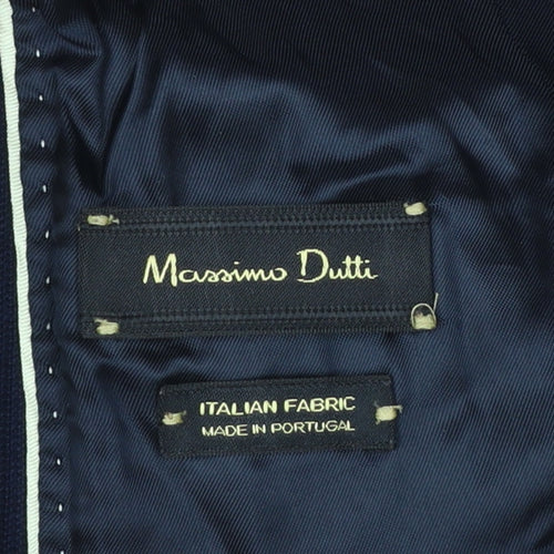 Massimo Dutti Women's Blue Double-Breasted Blazer UK 8 Viscose Blend