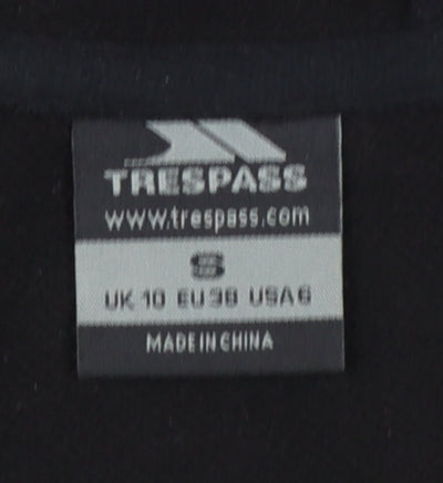 Trespass Womens Black Full Zip Hoodie UK 10 Polyester Blend
