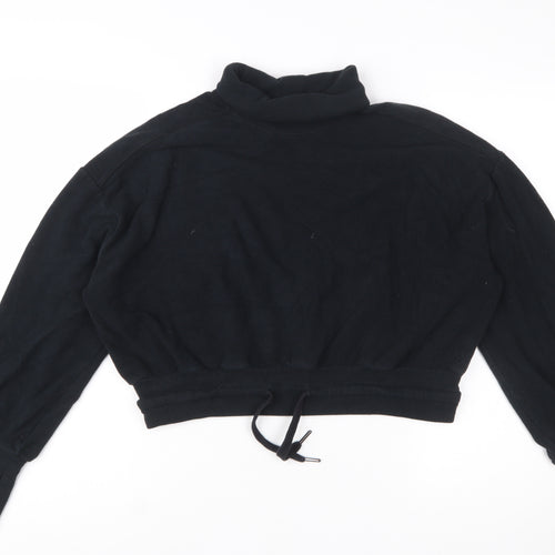 Sweaty Betty Womens Black Drawstring Funnel Neck Cotton Blend Sweatshirt Size S
